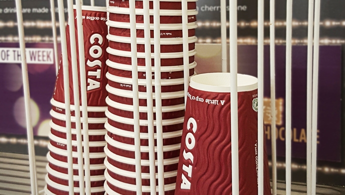 Coffee cups will be collected by Costa staff and taken back-of-house to be stored upside down in racks, to ensure they are free from contamination